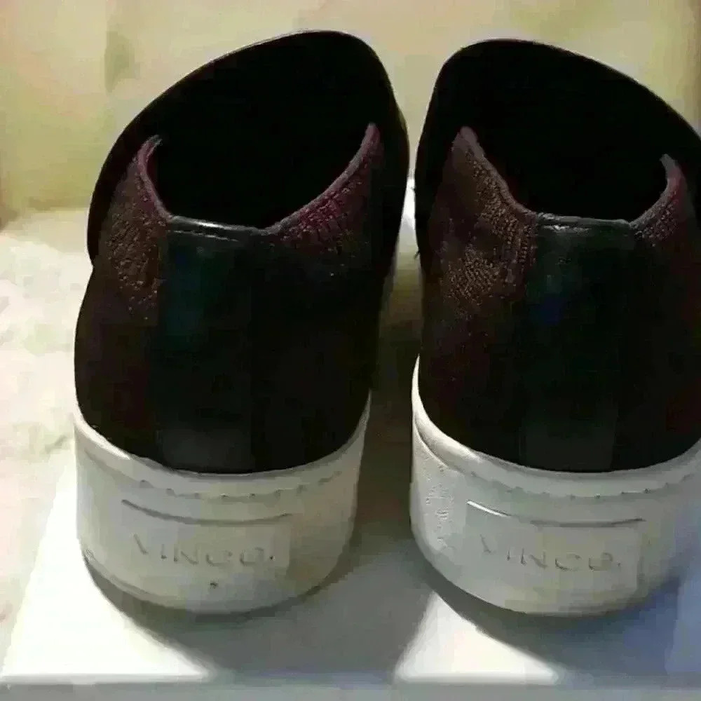 Vince Black Leather Canvas shoes sz 10 - Picture 3 of 4